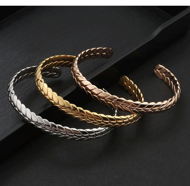 Twisted Wire Open Adjustable Stainless Steel Bangle Bracelet