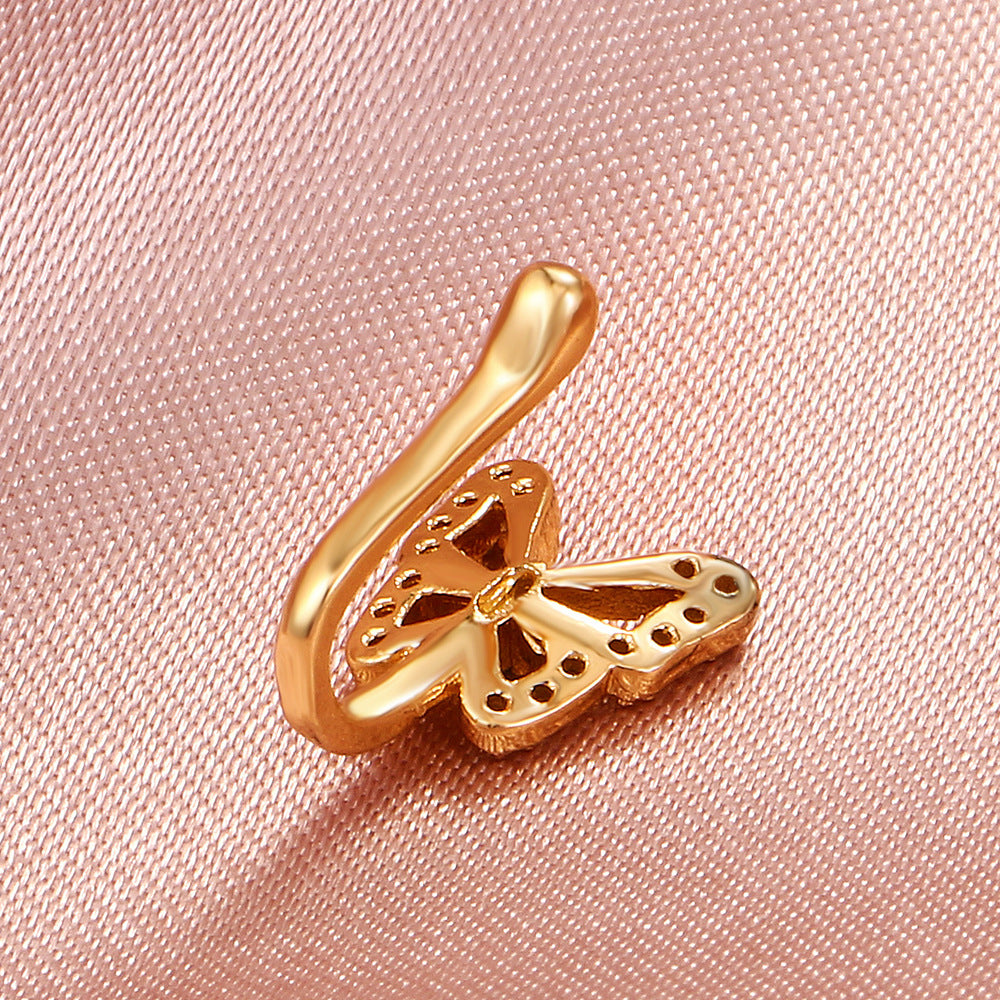 U-Shaped Diamond Butterfly Copper Nose Clip Piercing Jewelry