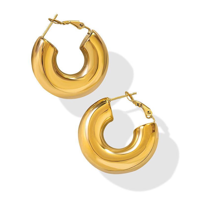 U-Shaped Geometric Gold-Plated Titanium Steel Earrings for Women