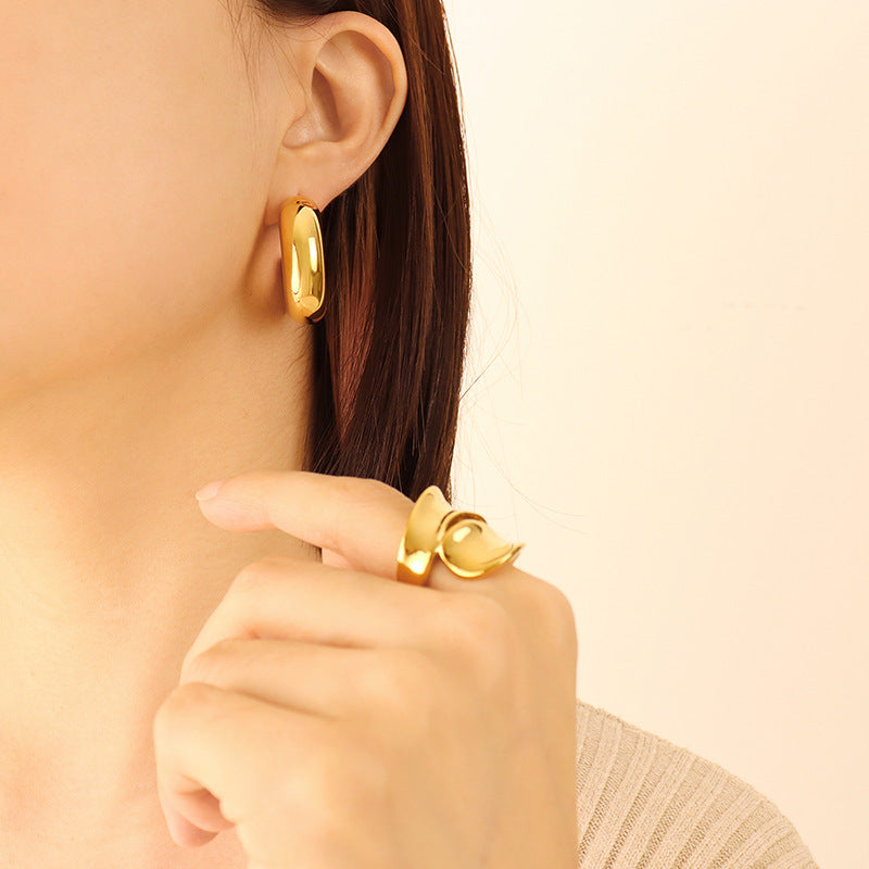 U-Shaped Geometric Gold-Plated Titanium Steel Earrings for Women