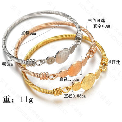 Unisex Geometric Stainless Steel Cross Weave Bracelets & Bangles
