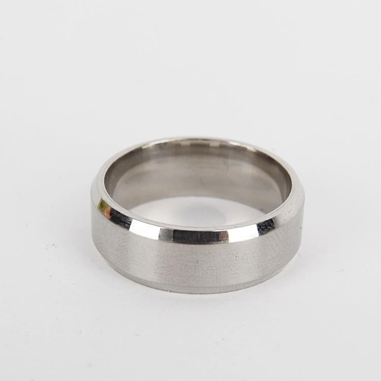 Unisex Classic Matte Stainless Steel Rhinestone Ring