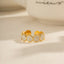 Vacation Enamel Daisy Adjustable 18K Gold Plated Stainless Steel Ring
