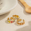 Vacation Enamel Daisy Adjustable 18K Gold Plated Stainless Steel Ring