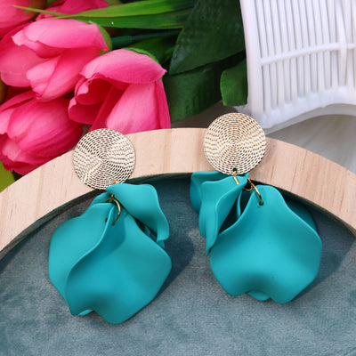 Vacation Irregular Acrylic Spray Paint Pleated Petal Tassel Drop Earrings for Women