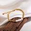 Vacation Stainless Steel Beaded Freshwater Pearl 18K Gold Plated Cuban Chain Bracelet