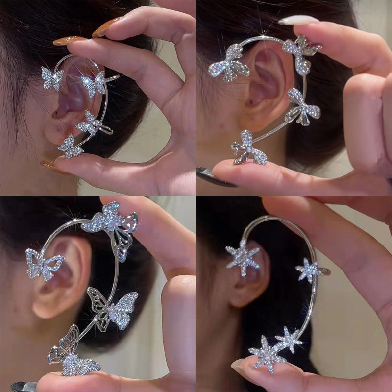 Vintage Butterfly Tassel Ear Cuff Clip-On Earrings