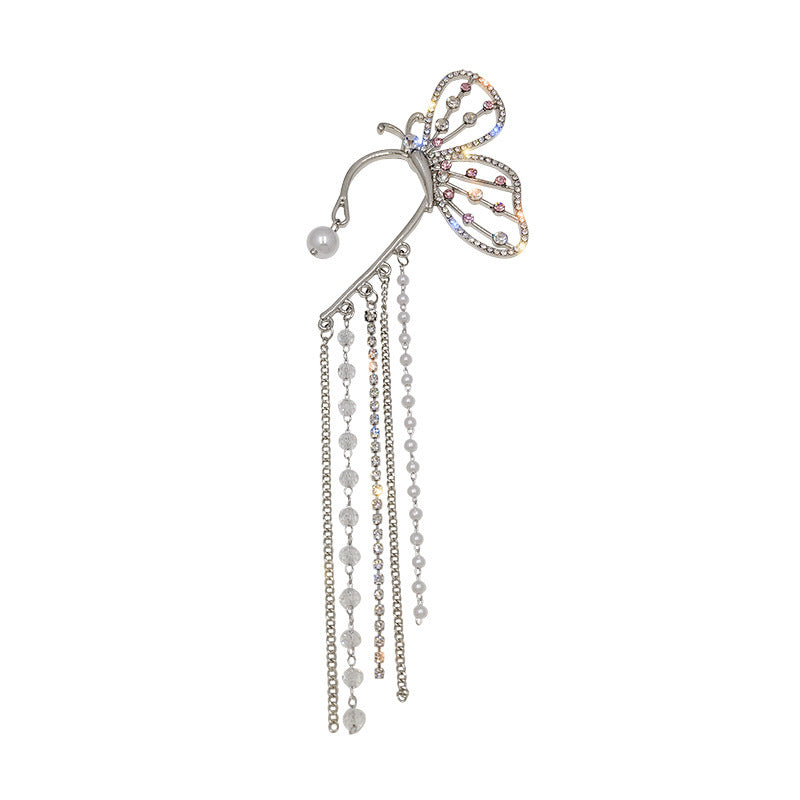 Vintage Butterfly Tassel Ear Cuff Clip-On Earrings