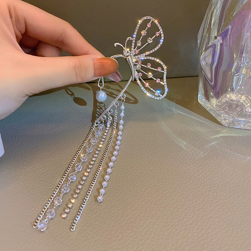 Vintage Butterfly Tassel Ear Cuff Clip-On Earrings