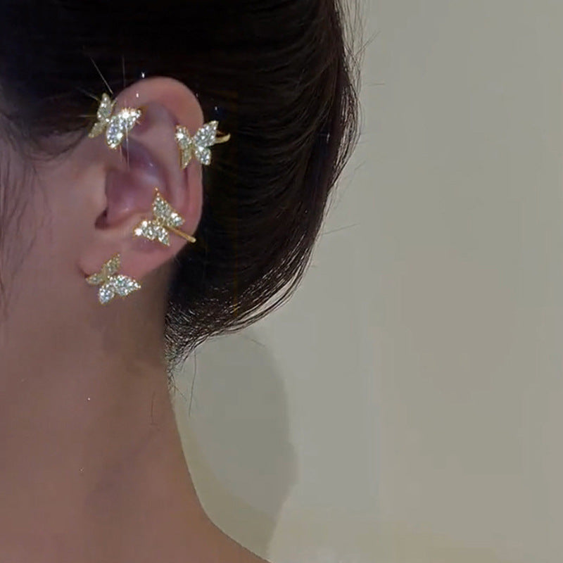 Vintage Butterfly Tassel Ear Cuff Clip-On Earrings