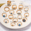 Vintage Oil Painting Devil's Eye Gold Plated Fashion Ring