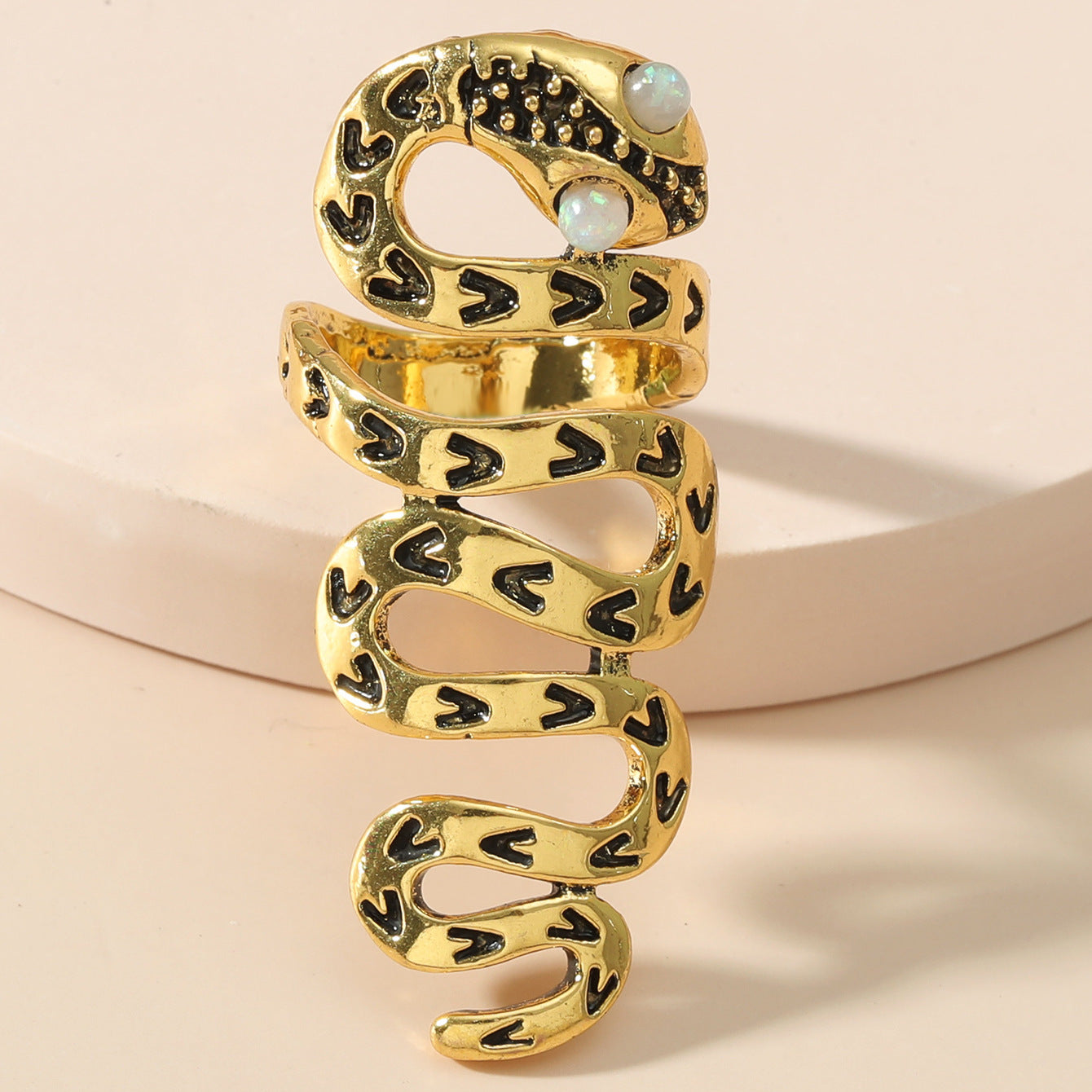 Vintage Snake-Shaped Geometric Punk Ring