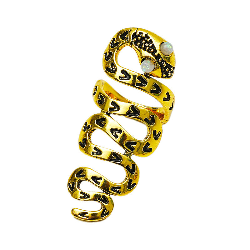 Vintage Snake-Shaped Geometric Punk Ring