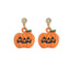 Vintage Oil Dripping Smiley Pumpkin Ghost Earrings Halloween Decoration