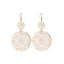 Vintage Geometric Carved Disc Drop Earrings