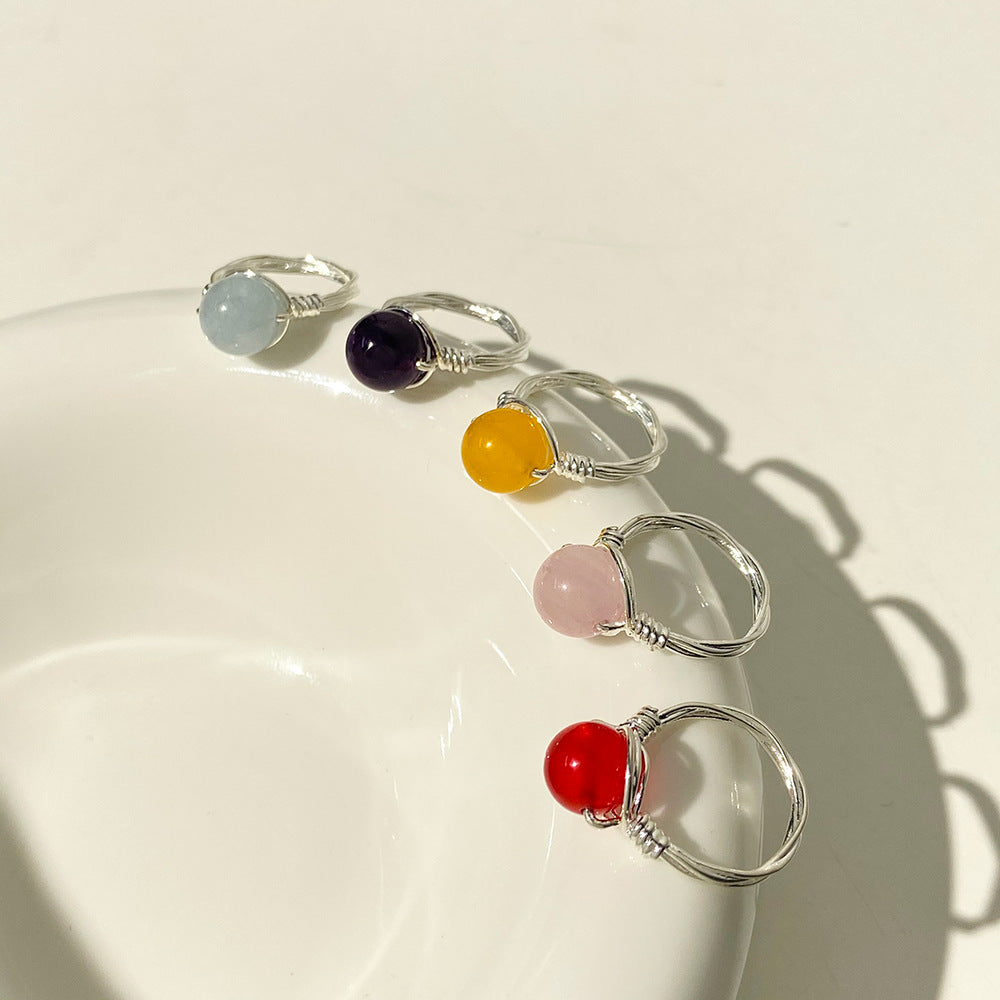 Vintage Style 14K Gold Plated Copper Ring with Natural Stone Beads