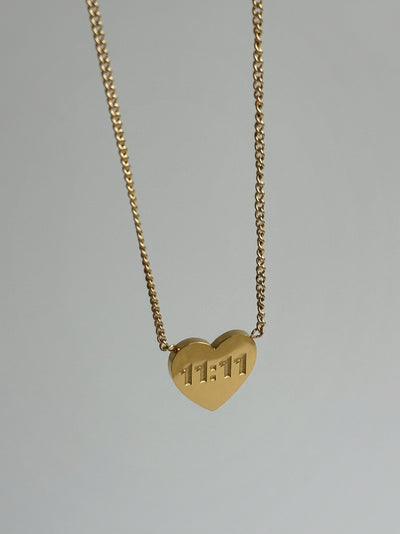 Vintage Style Commute Number Heart Shape Stainless Steel Plating 18K Gold Plated Pendant Necklace