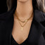 Vintage Titanium Steel Gold Plated Geometric Cross Heart Layered Necklace