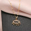 Vintage Evil Eye Blue Zircon Inlay Stainless Steel Pendant Necklace