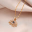 Vintage Evil Eye Blue Zircon Inlay Stainless Steel Pendant Necklace
