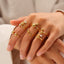 Vintage French Zircon Inlay 18K Gold Plated Open Ring