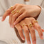 Vintage French Zircon Inlay 18K Gold Plated Open Ring