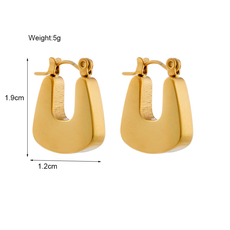 Vintage Geometric Titanium Steel Gold Plated U-Shape Drop Earrings