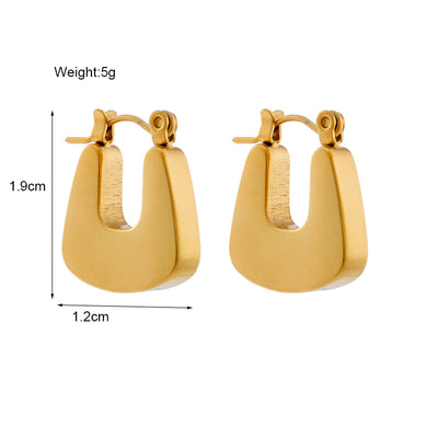 Vintage Geometric Titanium Steel Gold Plated U-Shape Drop Earrings