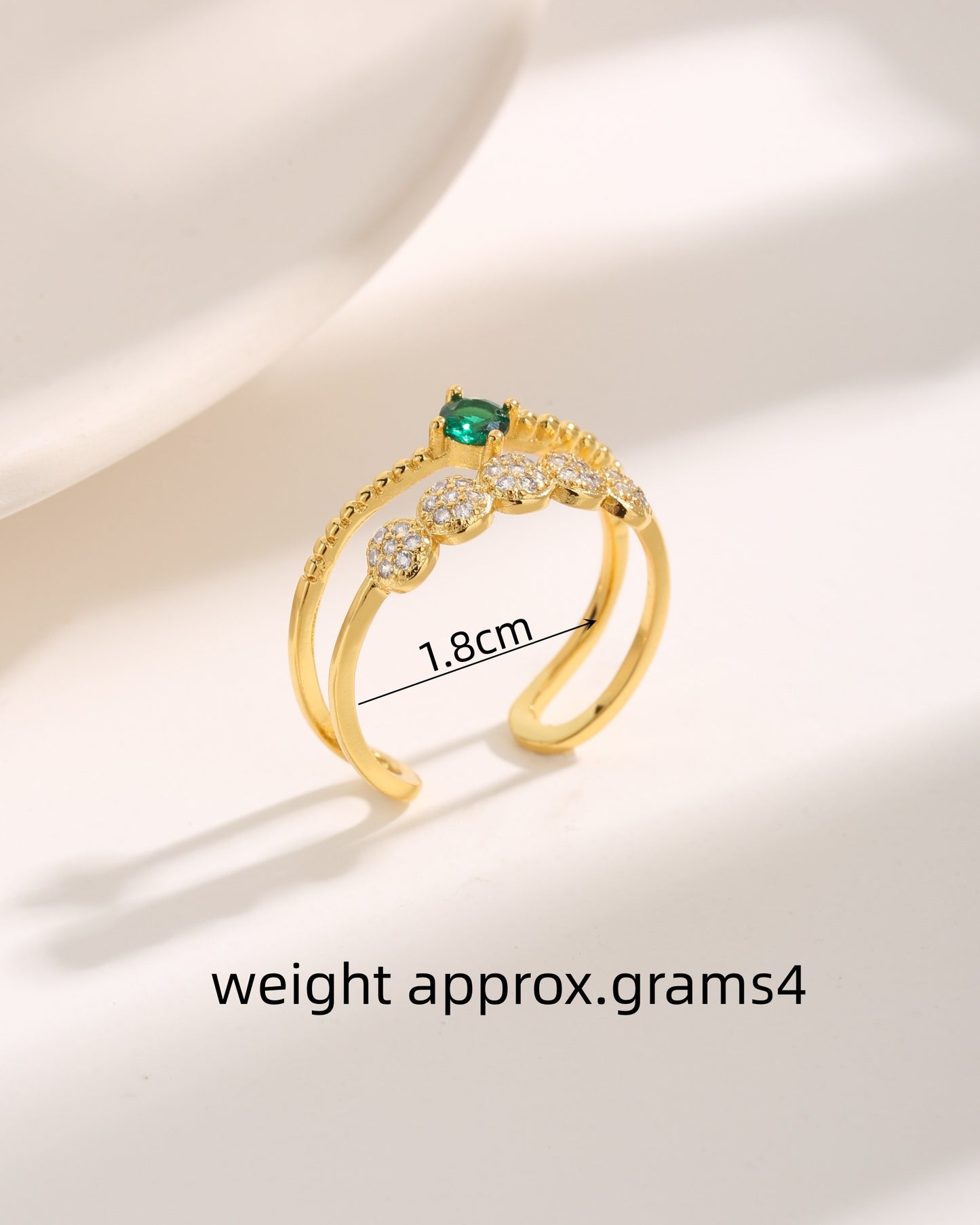 Vintage Luxurious Four Leaf Clover & Geometric Pearl Zircon Gold Plated Ring Set