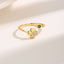 Vintage Luxurious Four Leaf Clover & Geometric Pearl Zircon Gold Plated Ring Set