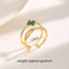 Vintage Luxurious Four Leaf Clover & Geometric Pearl Zircon Gold Plated Ring Set