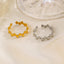 Vintage Geometric Oval Adjustable Stainless Steel Open Ring - 18K Gold Plated