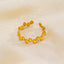 Vintage Geometric Oval Adjustable Stainless Steel Open Ring - 18K Gold Plated