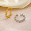 Vintage Geometric Oval Adjustable Stainless Steel Open Ring - 18K Gold Plated