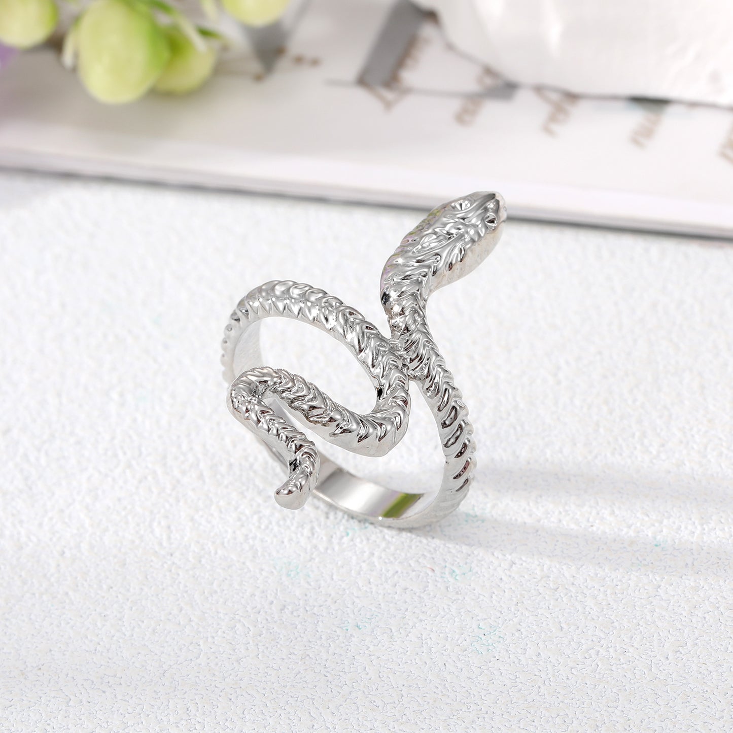 Vintage Snake Adjustable Stainless Steel Open Ring