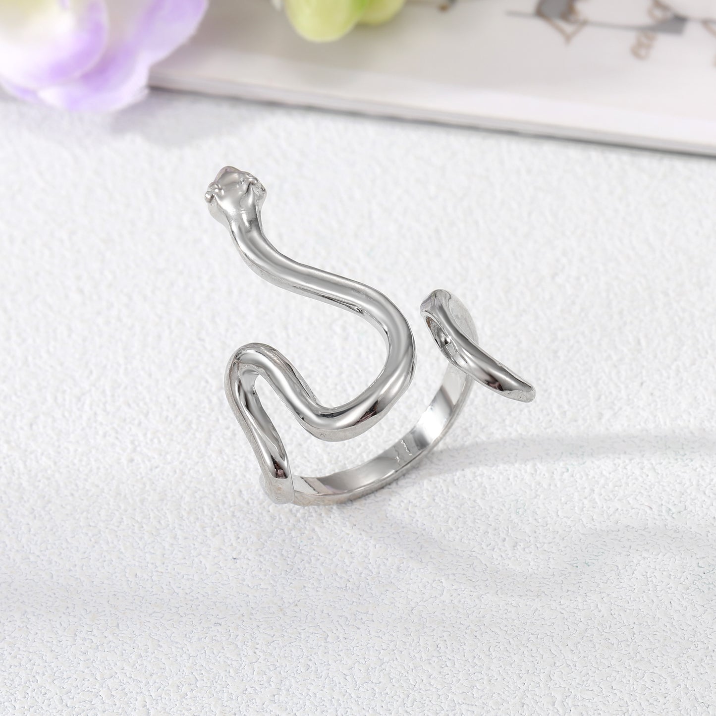 Vintage Snake Adjustable Stainless Steel Open Ring