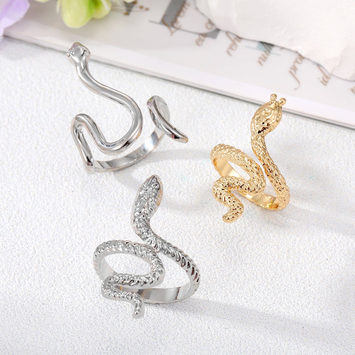 Vintage Snake Adjustable Stainless Steel Open Ring
