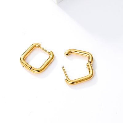 18K Gold Plated Geometric Square Hoop Earrings