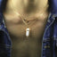 Alloy Double Moon Hexagon Crystal Pendant Necklace - Fashion Simple Clavicle Chain