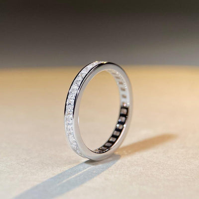 Wholesale Basic Solid Color Sterling Silver Inlay High Carbon Diamond Rings