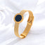 Classic Roman Numeral Gold Plated Titanium Steel Bangle with Rhinestones and White Shell Accent