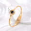 Classic Roman Numeral Gold Plated Titanium Steel Bangle with Rhinestones and White Shell Accent