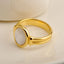 Elegant Oval Shell Titanium Steel 18K Gold Plated Ring