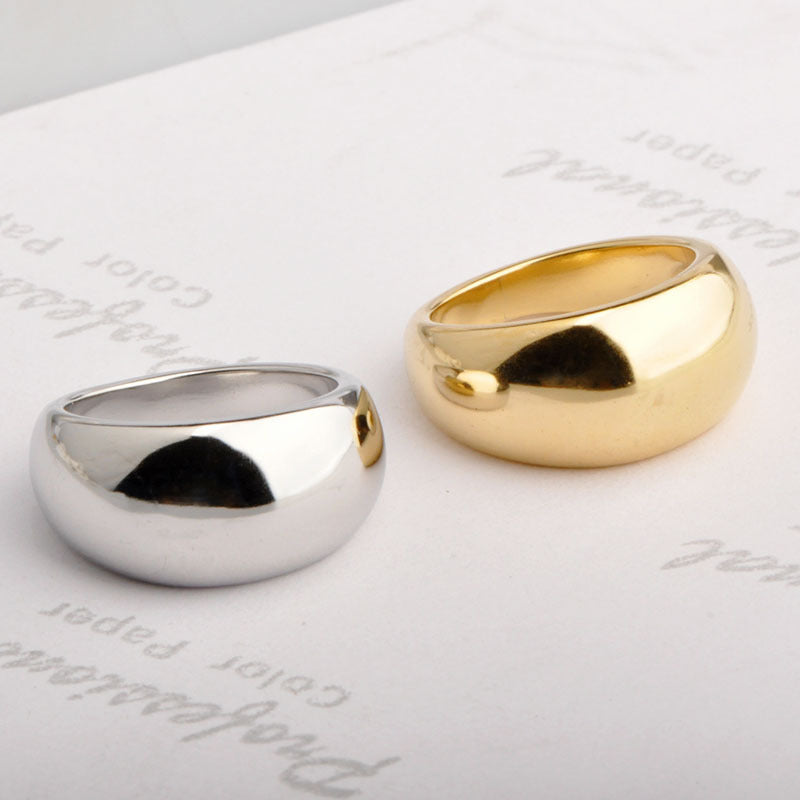 Exaggerated Solid Color Titanium Steel Dome Rings - Minimalist Fashion Statement Jewelry