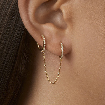 Wholesale Fashion Geometric Multicolor Rhinestone Chain Copper Ear Buckle Set