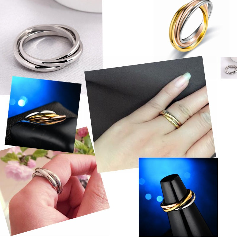 Wholesale Fashion Stainless Steel Geometric Multi-layer Couple Ring