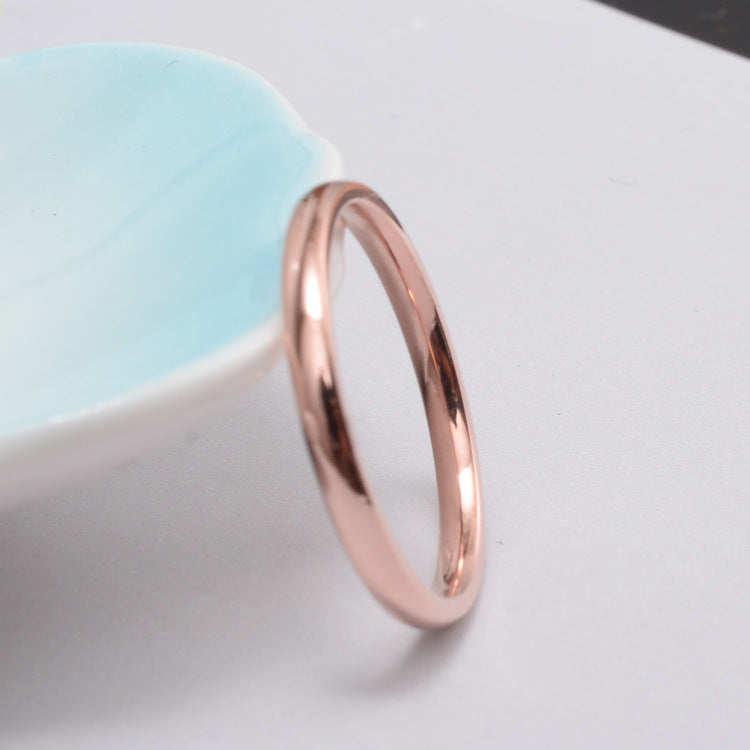 18k Rose Gold Plated Titanium Steel Minimalist Couple Ring