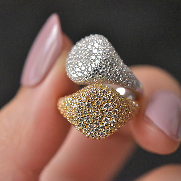 Glam Sterling Silver Plated Oval Zircon Ring