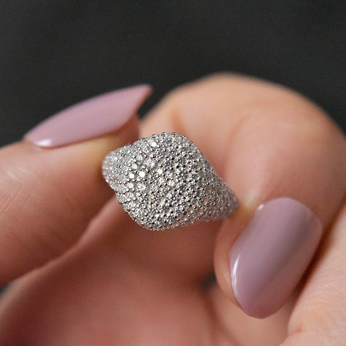 Glam Sterling Silver Plated Oval Zircon Ring