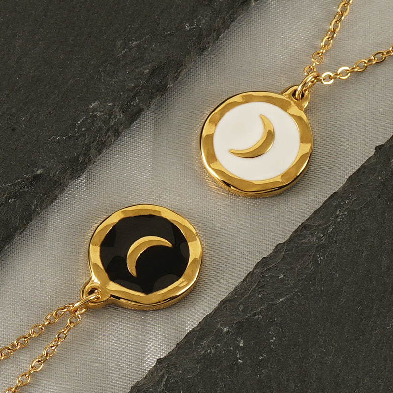 18K Gold Plated Stainless Steel Moon Pendant Necklace - Trendy Minimalist Design